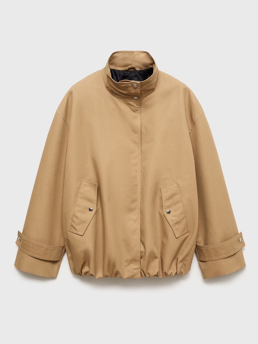 Mango Cotton Parka with Gathered Hem